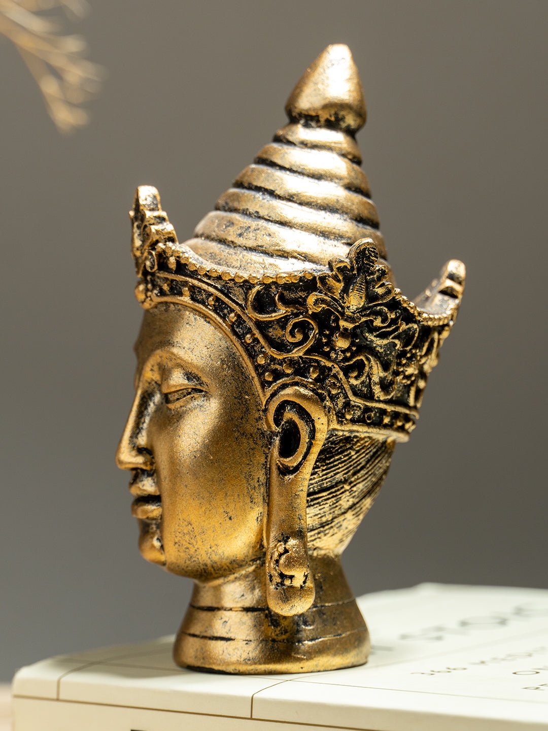 Mini Gold Buddha Head Figurine Secondary image