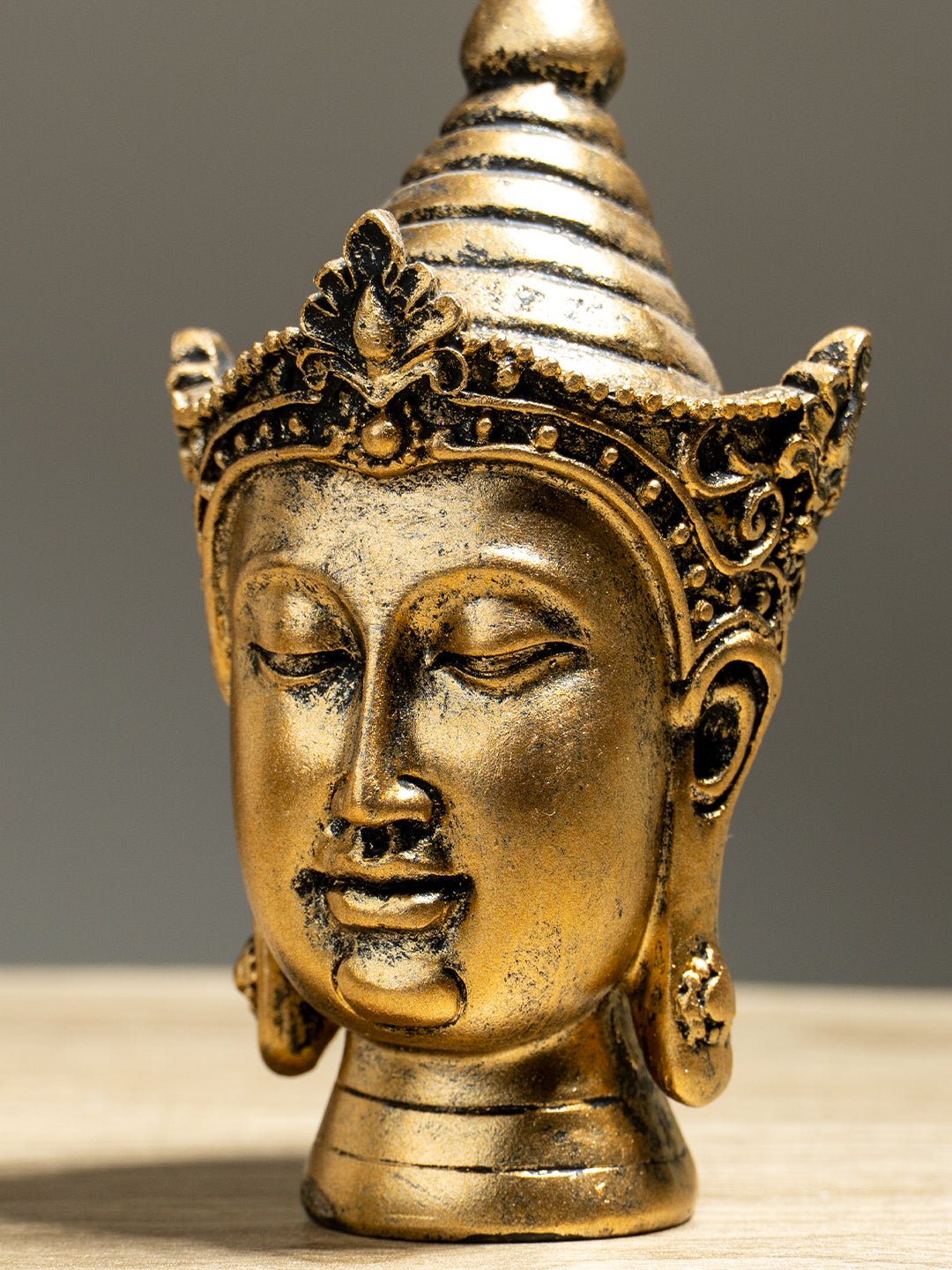 Mini Gold Buddha Head Figurine - The Golden Theory