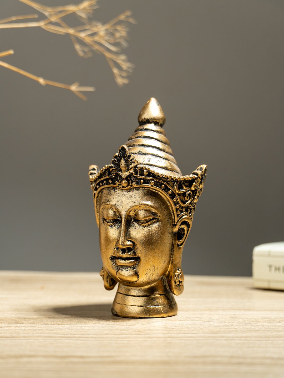 Mini Gold Buddha Head Figurine - The Golden Theory Main image
