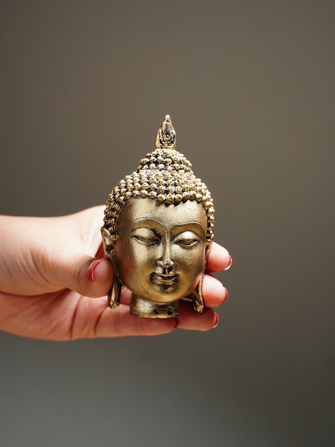 Mini Gold Buddha Head Statue - The Golden Theory