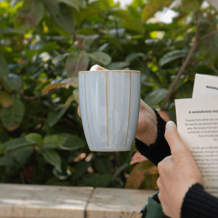 Minimalist Light Blue Ceramic Coffee Mug - The Golden Theory