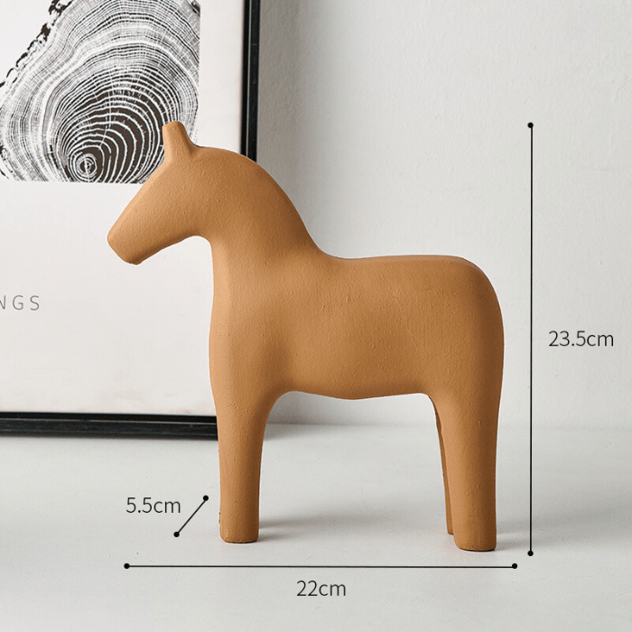 Minimalist Resin Horse Statue - Natural Finish - The Golden Theory