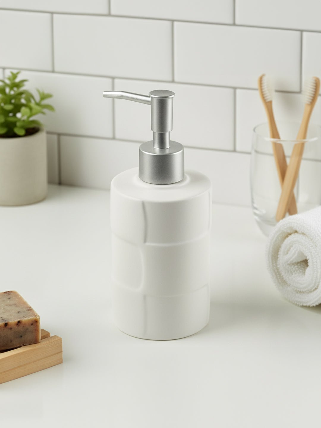 Minimalist White Ceramic Soap Dispenser - The Golden Theory