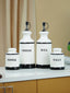 Minimalist White Cruet Set – 4-Piece Oil, Vinegar, Salt & Pepper - The Golden Theory