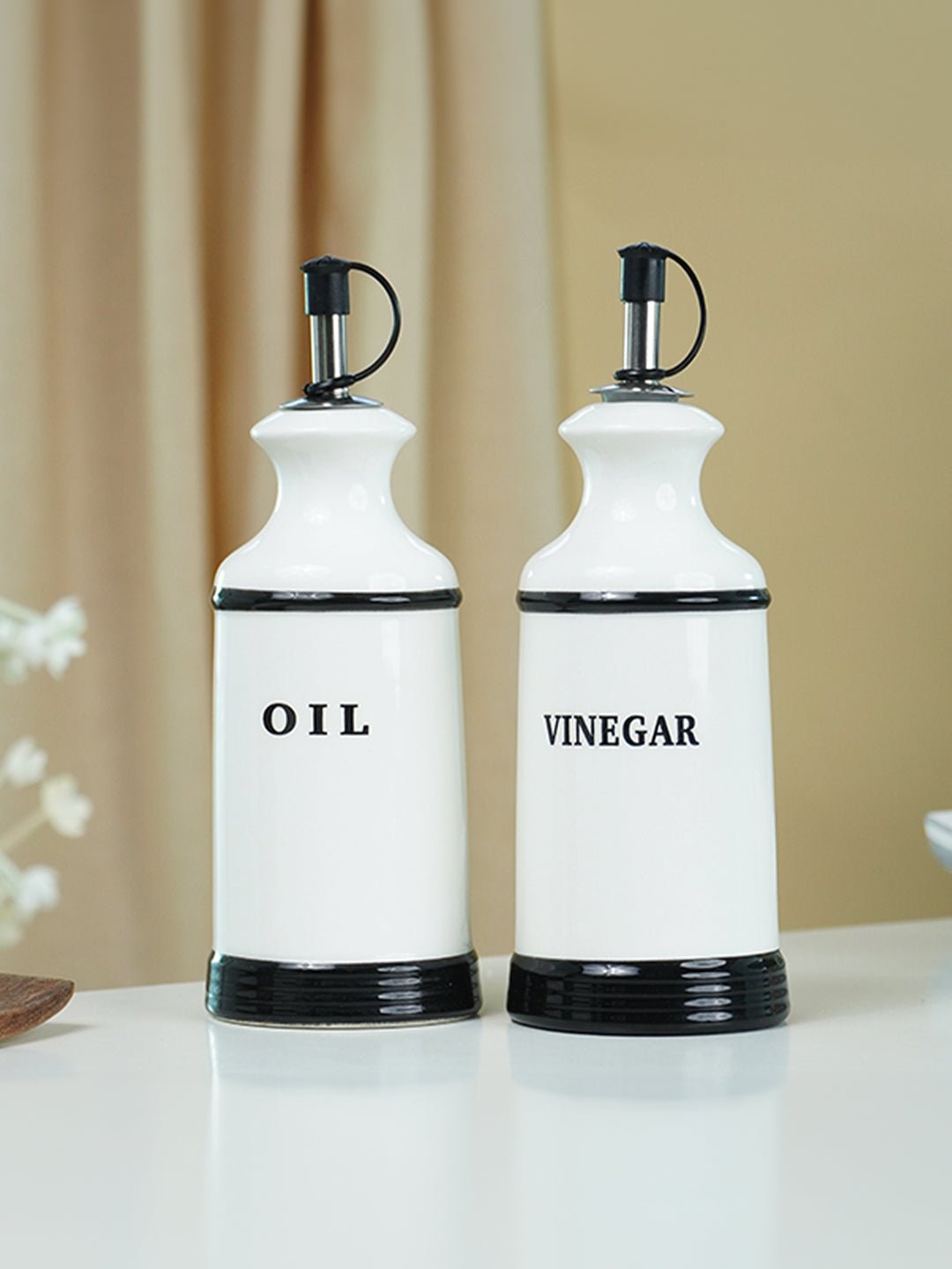 Minimalist White Cruet Set – 4-Piece Oil, Vinegar, Salt & Pepper Secondary image