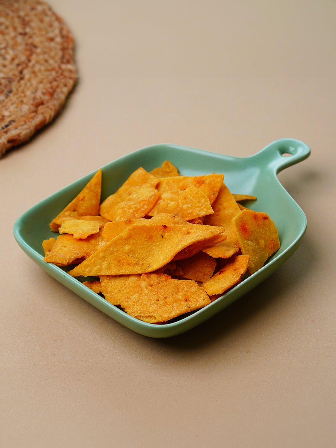Mint Green Ceramic Platter with Built-In Handle - The Golden Theory
