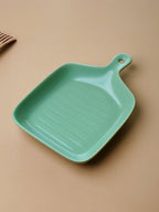 Mint Green Ceramic Platter with Built-In Handle - The Golden Theory