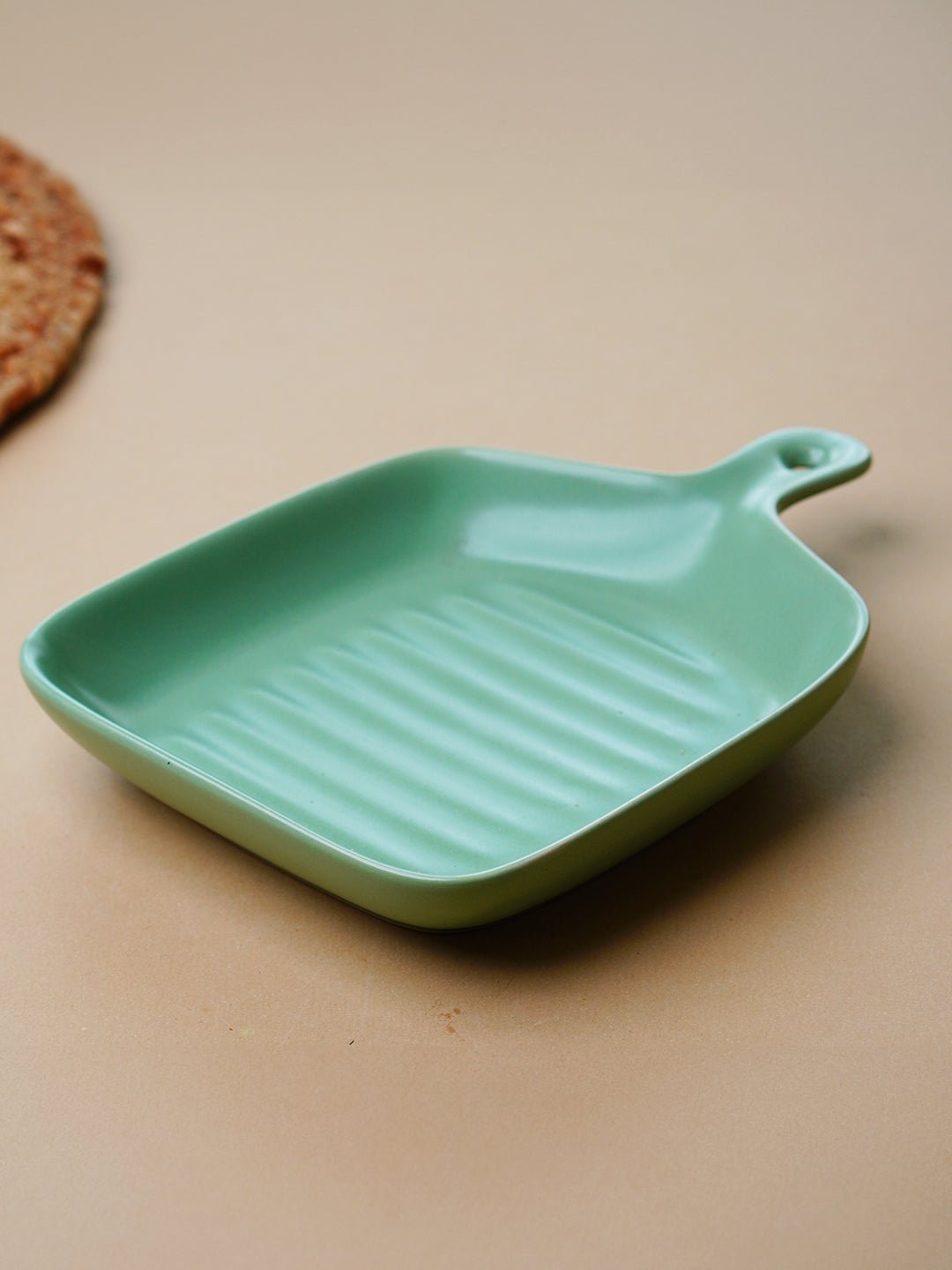 Mint Green Ceramic Platter with Built-In Handle - The Golden Theory Main image