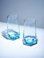 Modern Amethyst Blue Hexagonal Base Drinking Glass - Set of 6 - The Golden Theory