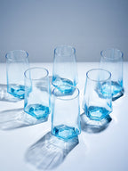 Modern Amethyst Blue Hexagonal Base Drinking Glass - Set of 6 - The Golden Theory