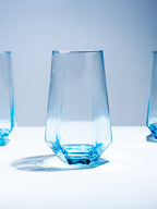 Modern Amethyst Blue Hexagonal Base Drinking Glass - Set of 6 - The Golden Theory