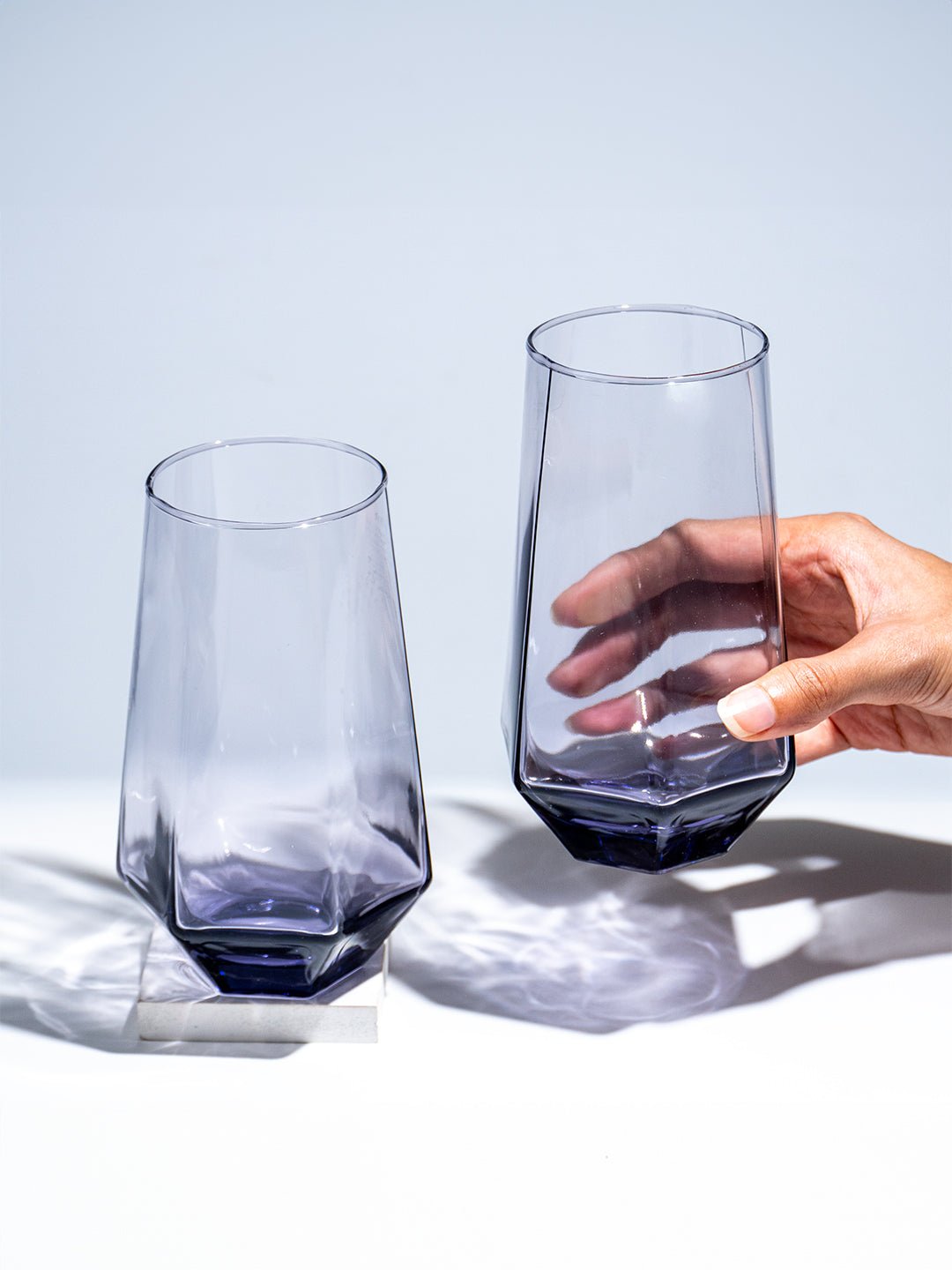Modern Amethyst Purple Hexagonal Base Drinking Glass - Set of 6 Secondary image