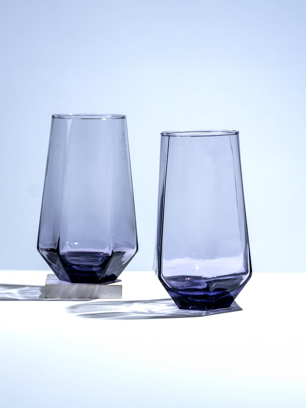 Modern Amethyst Purple Hexagonal Base Drinking Glass - Set of 6 - The Golden Theory