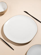 Modern Beige & White Rustic Ceramic Dinner Plate - The Golden Theory