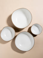 Modern Beige & White Rustic Ceramic Dinner Set of 28 - The Golden Theory