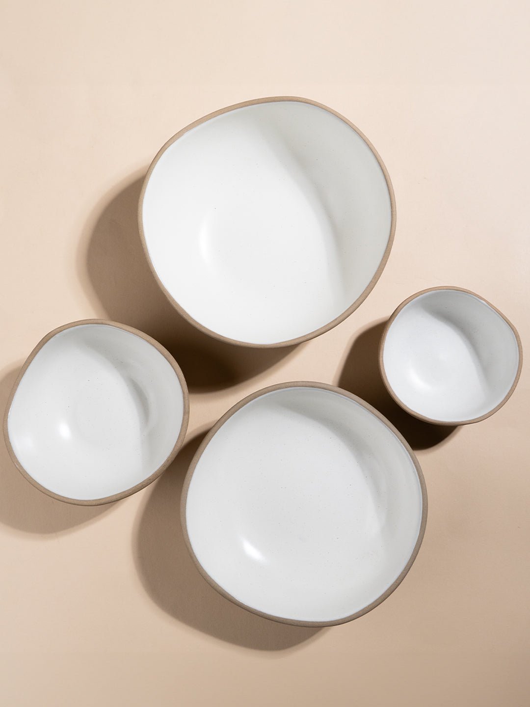 Modern Beige & White Rustic Ceramic Dinner Set of 28 - The Golden Theory