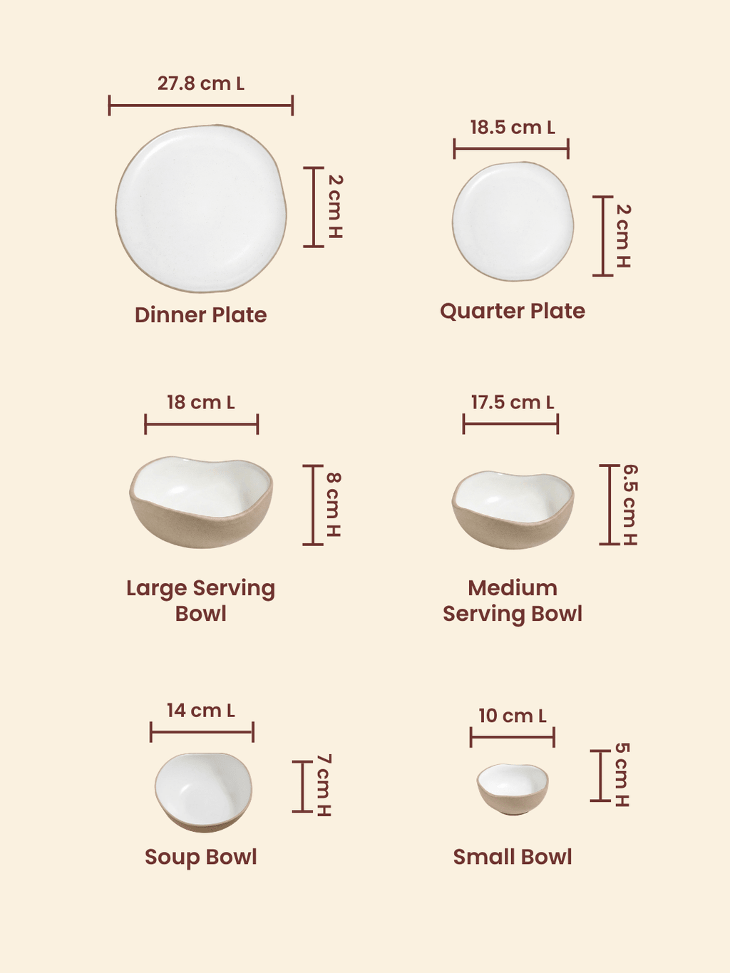 Modern Beige & White Rustic Ceramic Dinner Set of 28 - The Golden Theory