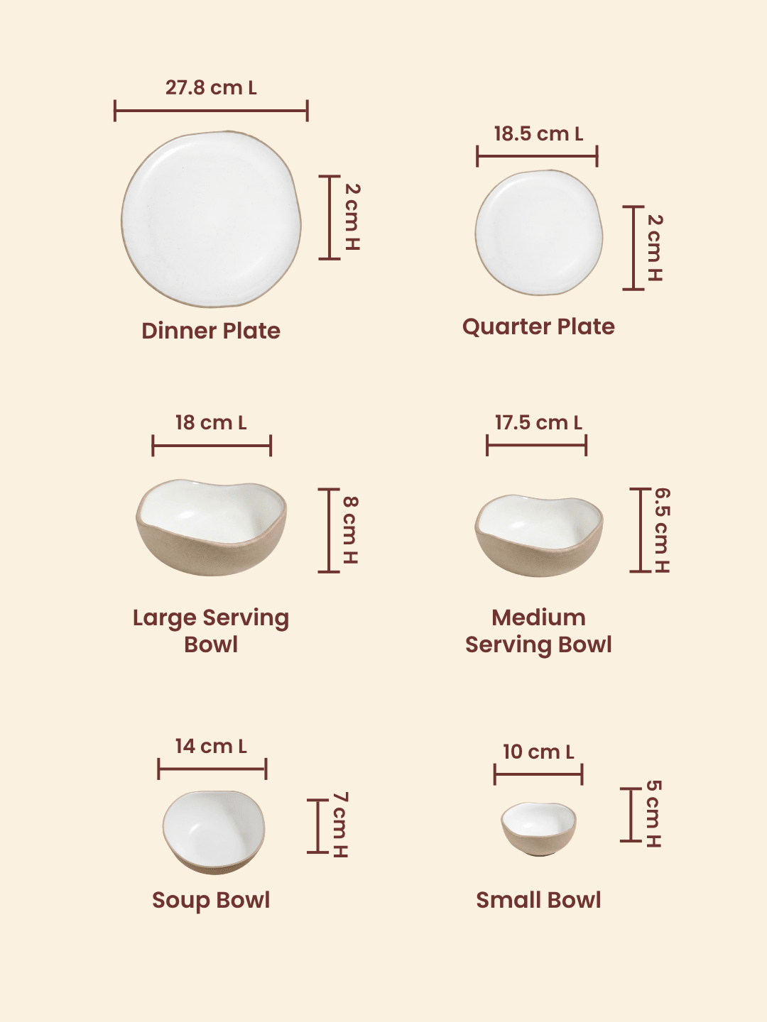 Modern Beige & White Rustic Ceramic Dinner Set of 28 - The Golden Theory