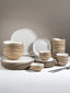 Modern Beige & White Rustic Ceramic Dinner Set of 28 - The Golden Theory