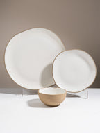 Modern Beige & White Rustic Ceramic Dinner Set of 28 - The Golden Theory