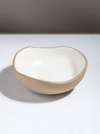 Modern Beige & White Rustic Ceramic Serving Bowl - 8" - The Golden Theory