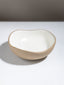 Modern Beige & White Rustic Ceramic Serving Bowl - 8" - The Golden Theory