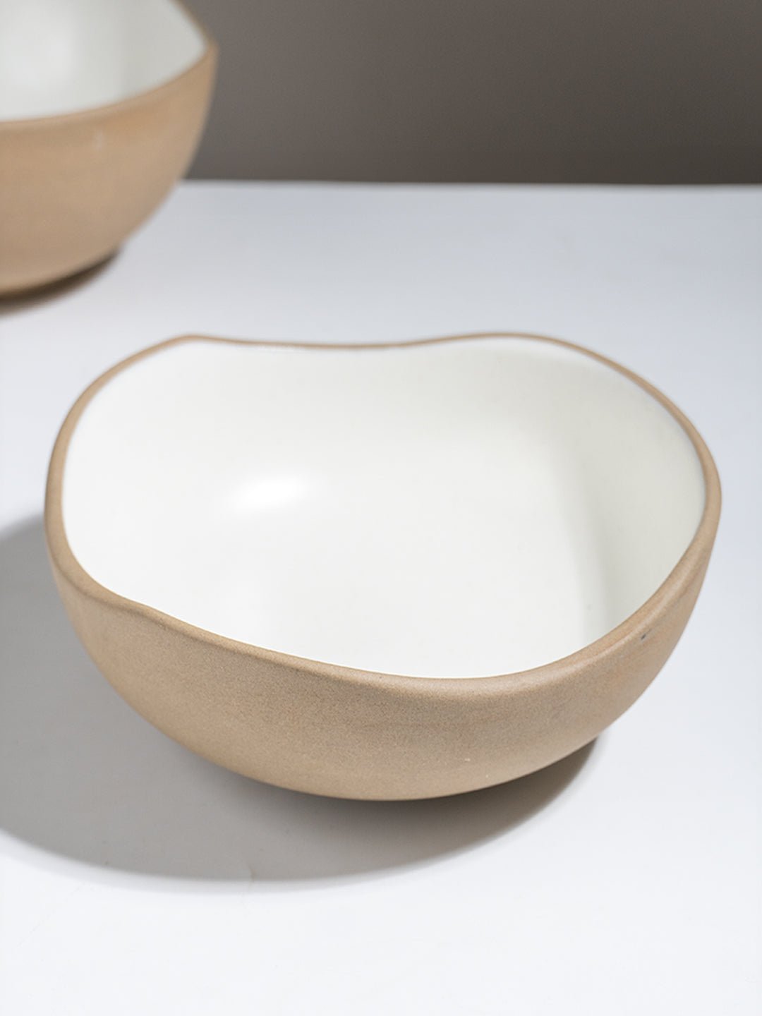 Modern Beige & White Rustic Ceramic Soup Bowl - The Golden Theory Main image