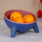 Modern Blue and Pink Fruit Bowl with Tripod Legs - The Golden Theory