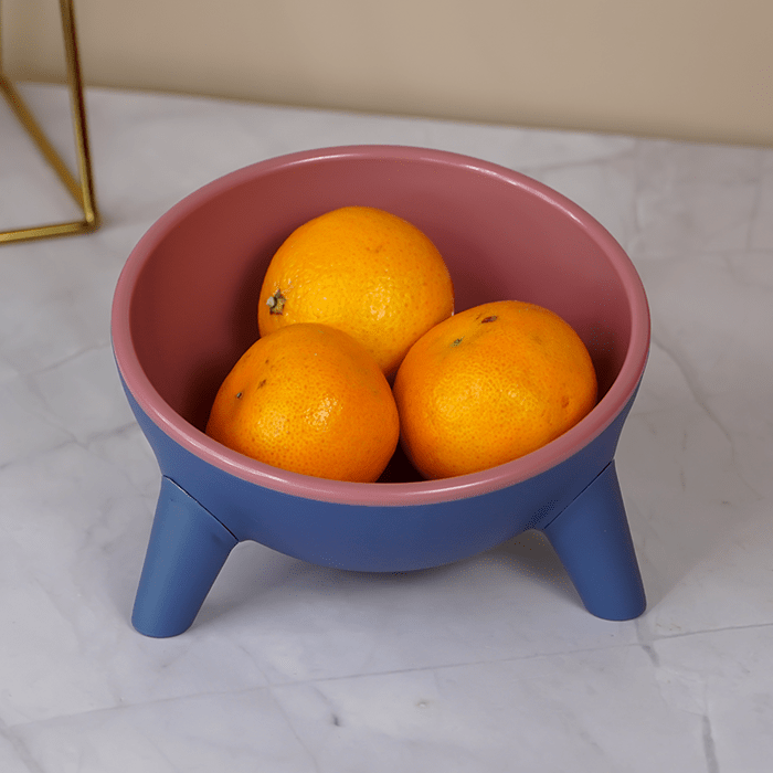 Modern Blue and Pink Fruit Bowl with Tripod Legs - The Golden Theory