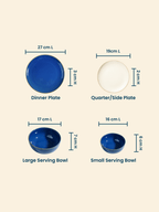 Modern Blue & White Ceramic Dinner Set of 25 - The Golden Theory