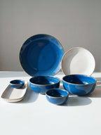 Modern Blue & White Ceramic Dinner Set of 25 - The Golden Theory