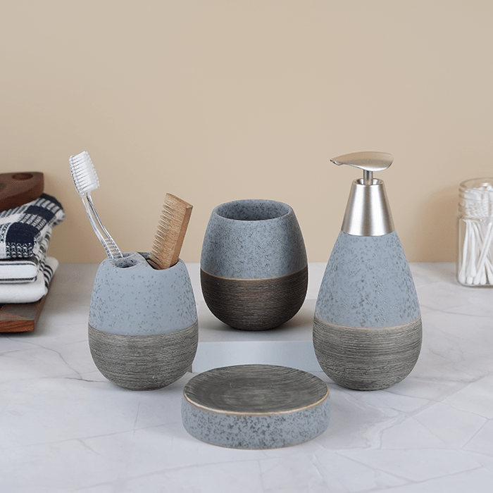 Modern Concrete Grey Bathroom Soap Set - The Golden Theory Main image