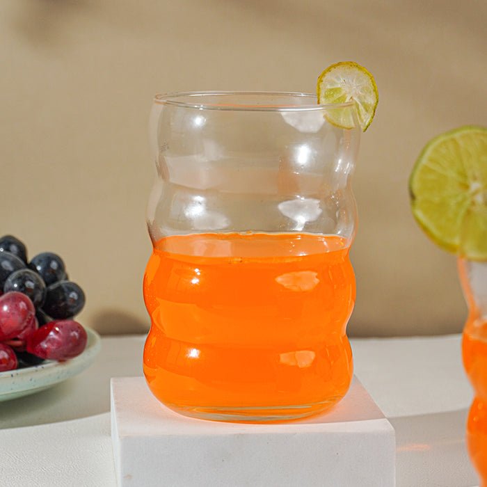Modern Curved Ripple-Designed Glasses | Set of 6 - The Golden Theory