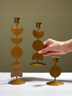 Modern Geometric Brass Candle Holder - Set of 3 - The Golden Theory