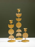 Modern Geometric Brass Candle Holder - Set of 3 - The Golden Theory