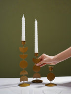 Modern Geometric Brass Candle Holder - Set of 3 - The Golden Theory