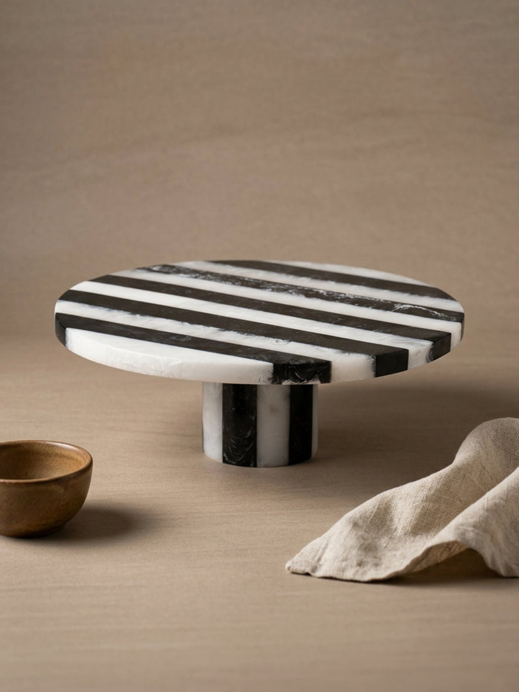 Modern Monochrome Striped Cake Stand - The Golden Theory