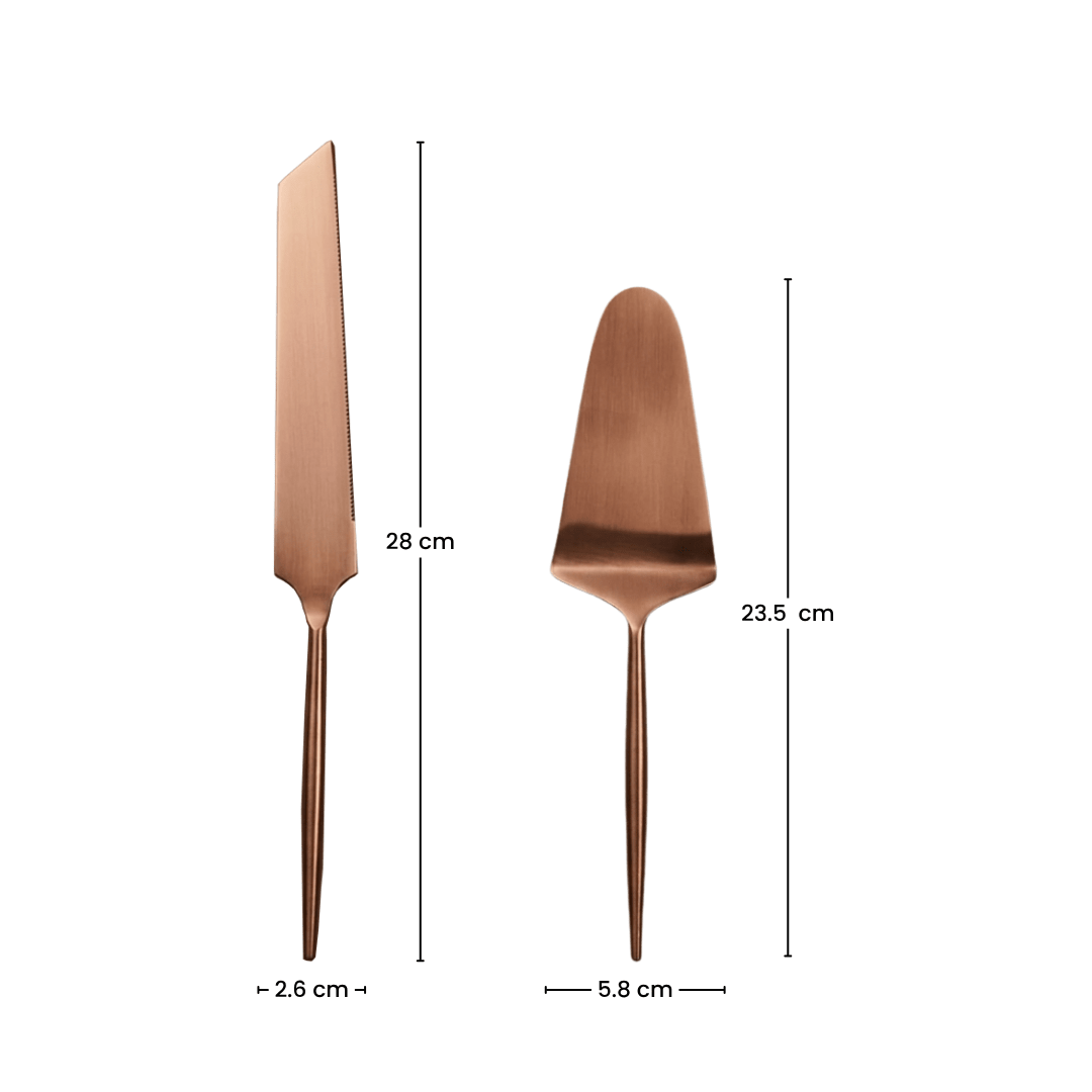 Modern Rose Gold Cake Server Set of 2 - The Golden Theory
