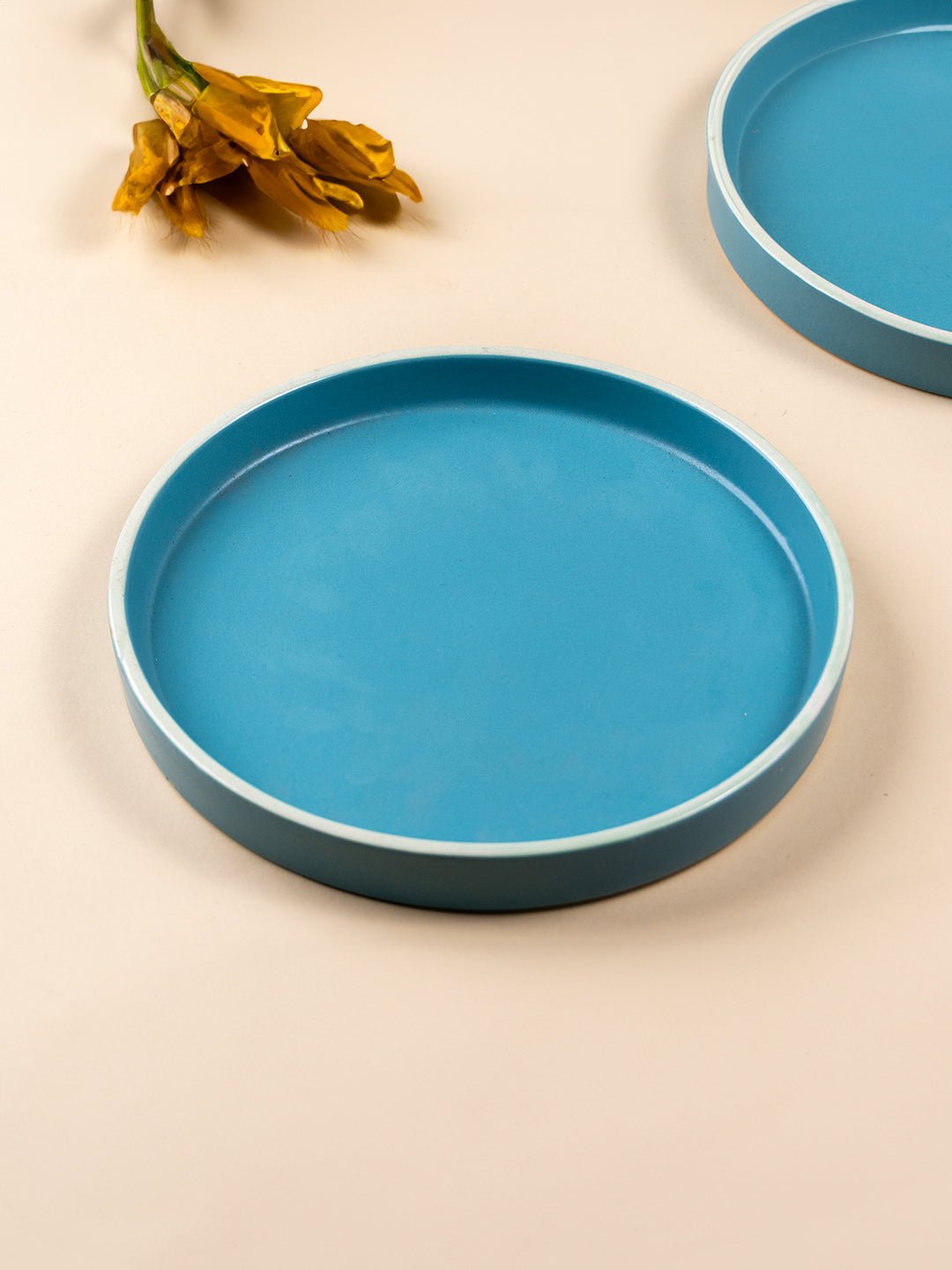 Modern Round Side Plate with Contrast Rim - The Golden Theory Main image
