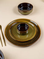 Modern Rustic Green Ceramic Dinner Set of 22 Piece - The Golden Theory