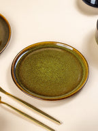 Modern Rustic Green Ceramic Quarter Plate - The Golden Theory