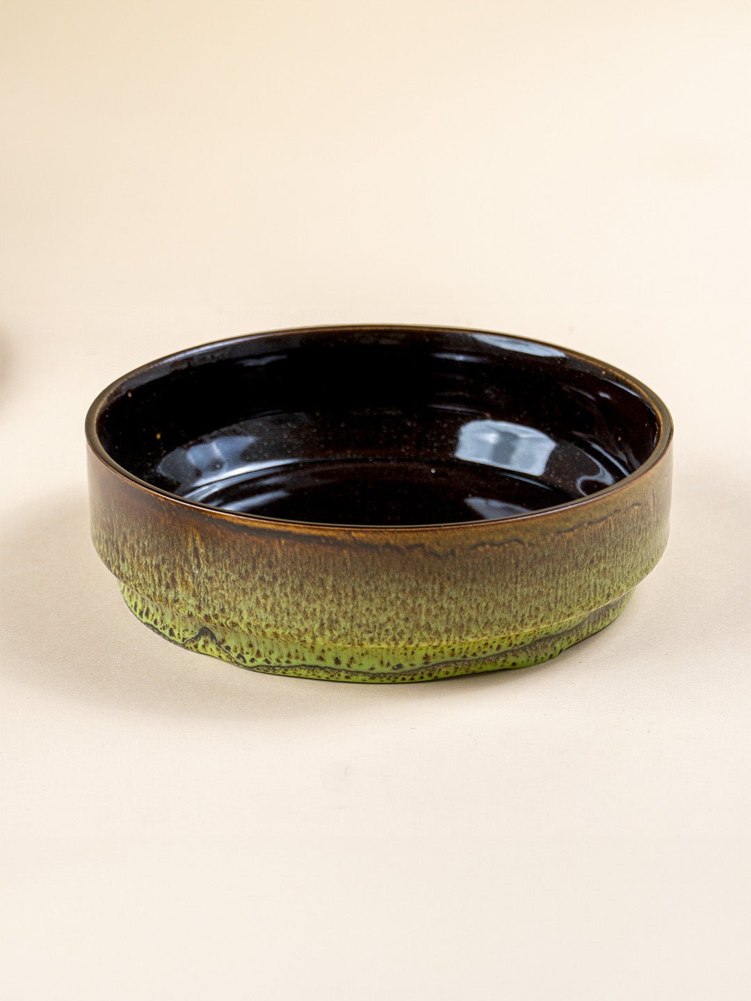 Modern Rustic Green Ceramic Serving Bowl - Large - The Golden Theory