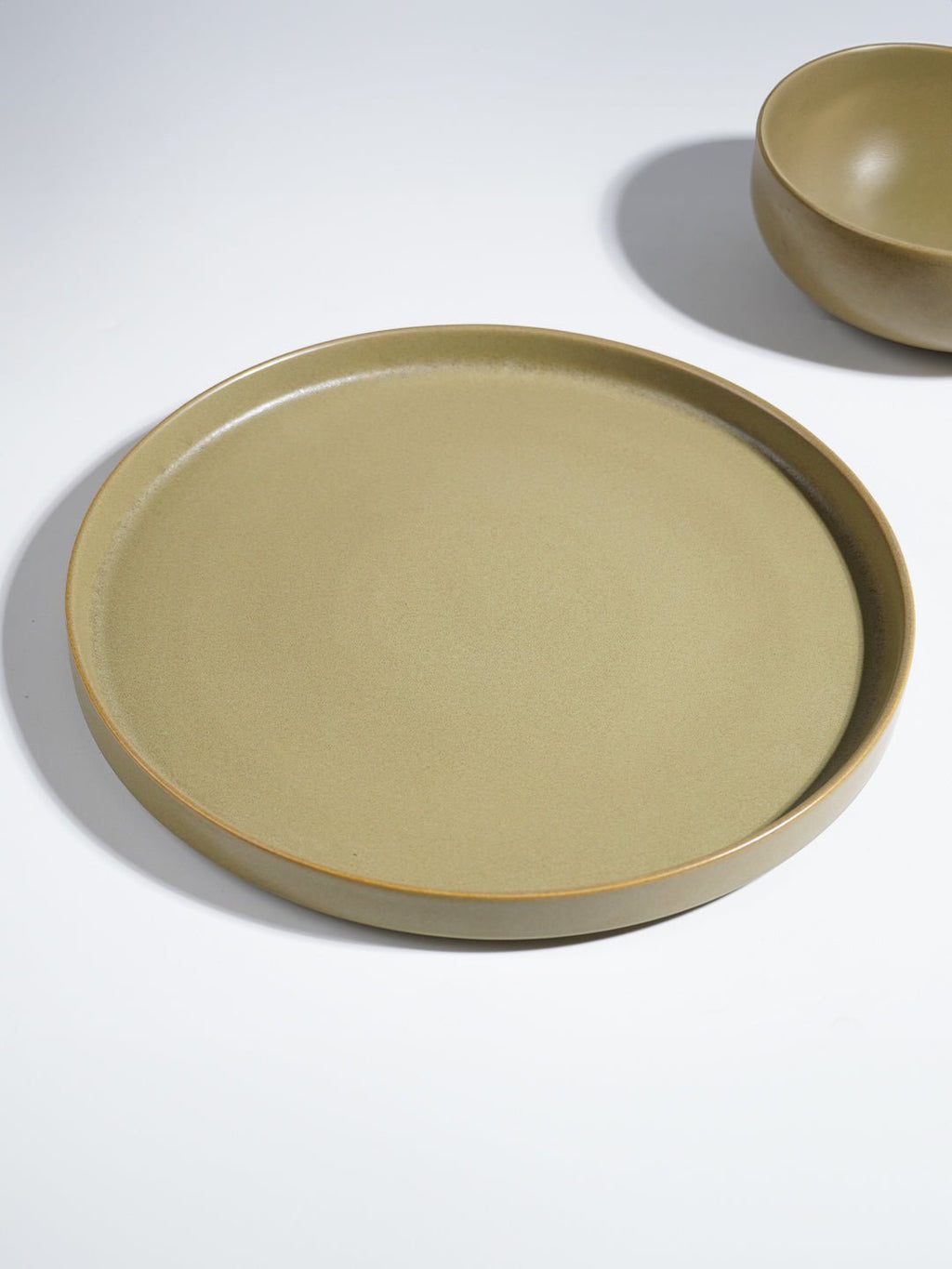 Modern Rustic Olive Green Ceramic Dinner Plate - The Golden Theory