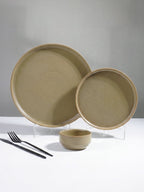 Modern Rustic Olive Green Ceramic Dinner Set of 25 - The Golden Theory