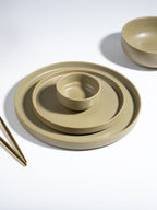 Modern Rustic Olive Green Ceramic Dinner Set of 25 - The Golden Theory