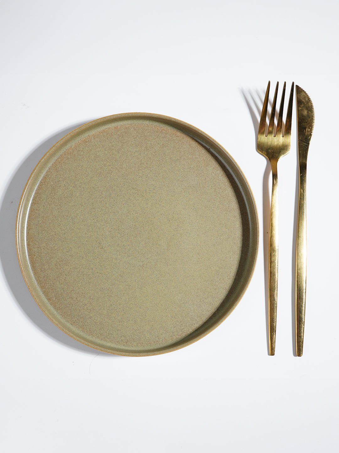 Modern Rustic Olive Green Ceramic Dinner Set of 25 - The Golden Theory