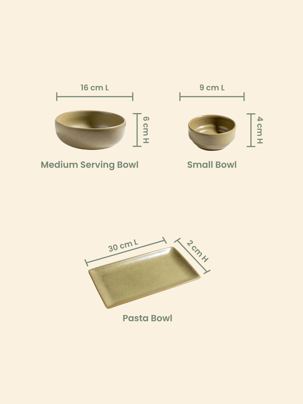 Modern Rustic Olive Green Ceramic Dinner Set of 25 - The Golden Theory