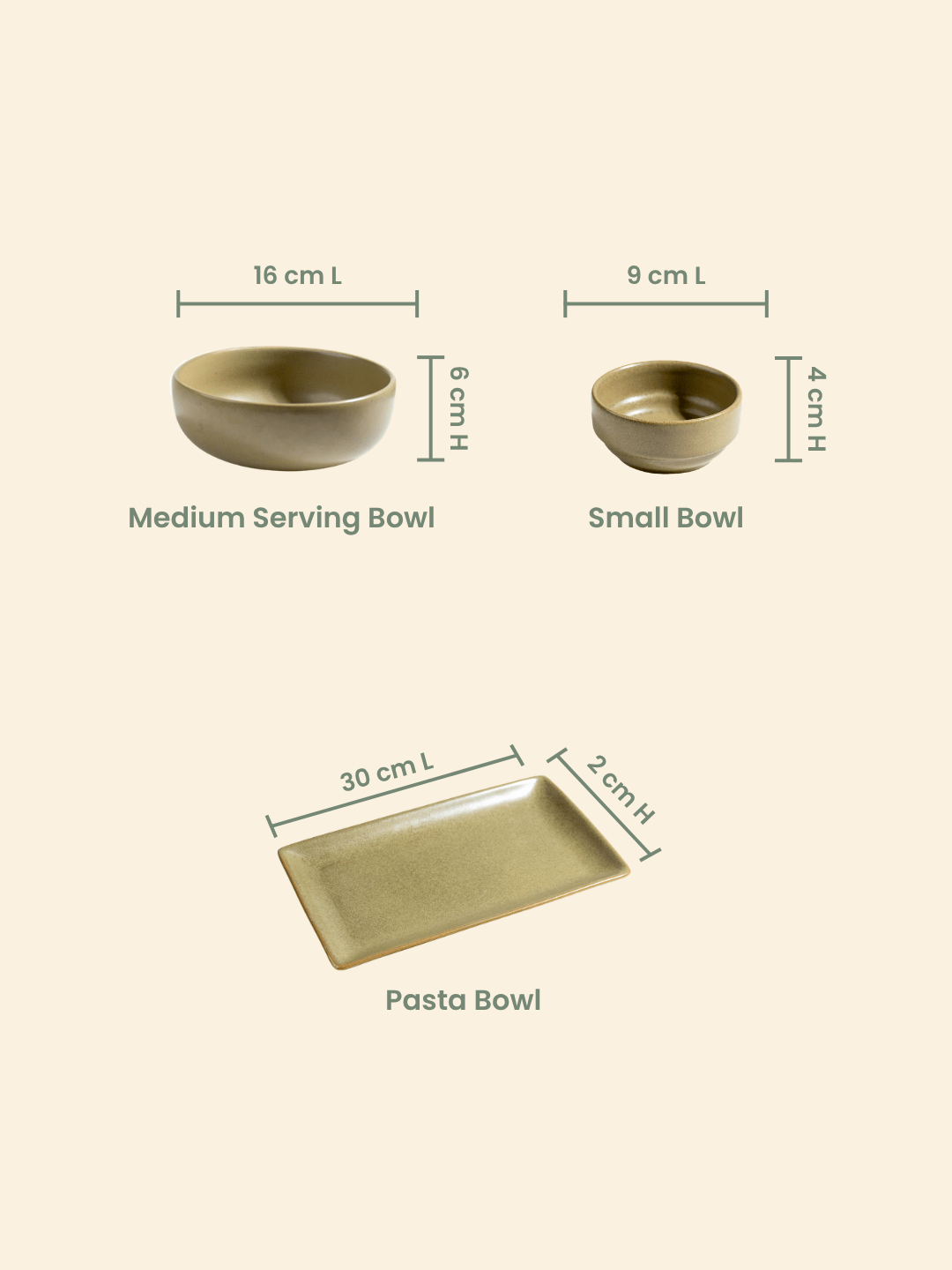 Modern Rustic Olive Green Ceramic Dinner Set of 25 - The Golden Theory
