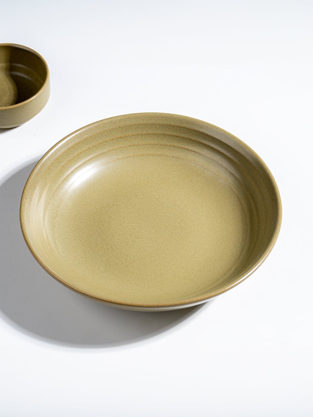 Modern Rustic Olive Green Ceramic Pasta Bowl - The Golden Theory