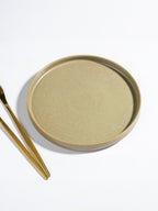 Modern Rustic Olive Green Ceramic Quarter Plate - The Golden Theory